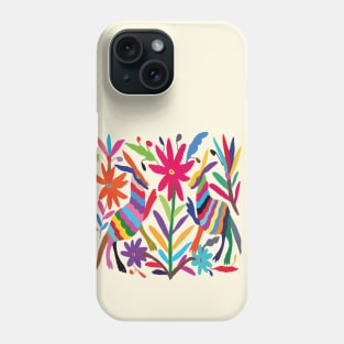 Mexican handmade embroidery fabric multicolor pattern otomí tenango maximalist decoration Phone Case