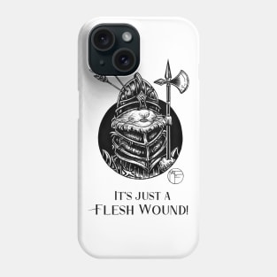 Knight Ferret - It's Just A Flesh Wound! - Black Outlined Version Phone Case