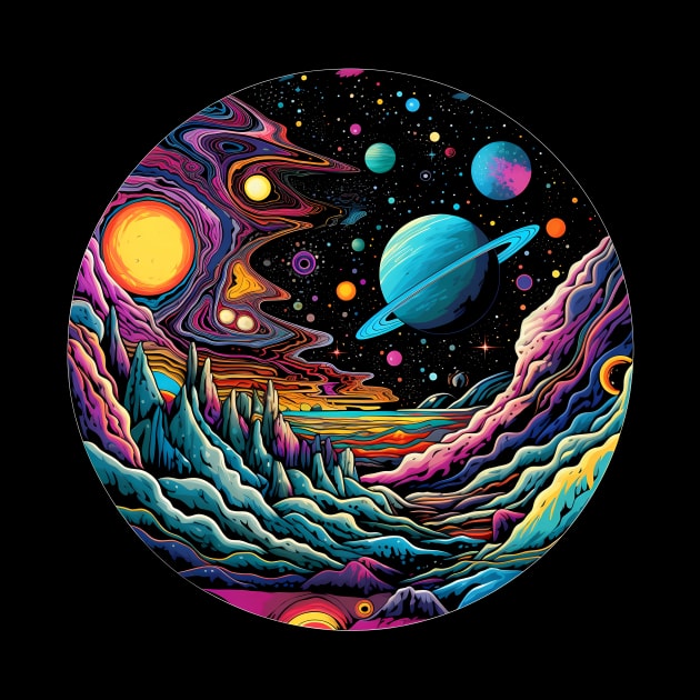 Surrealist space artwork with planets by Unelmoija