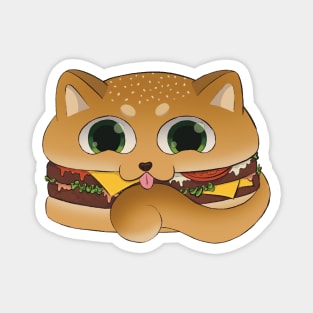 Cute Dog Cheese Burger Cartoon Magnet