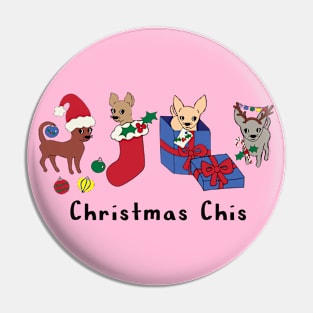 Pink Christmas Chis - smooth coat chihuahuas - christmas chihuahuas tee Pin