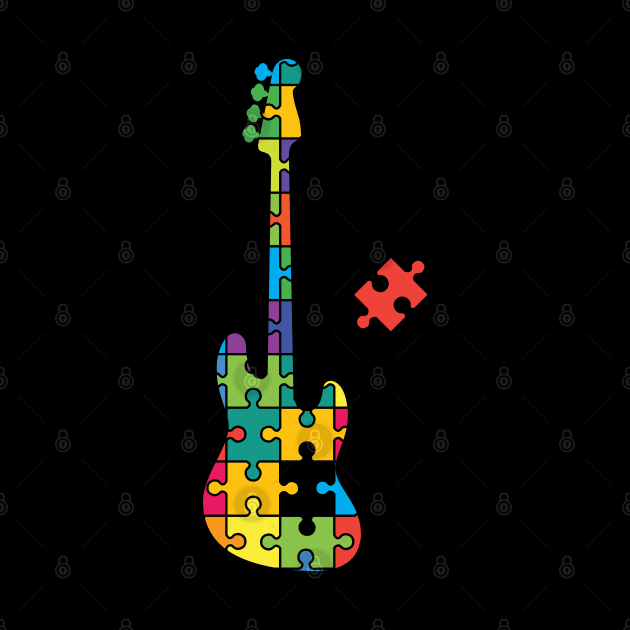 Color Puzzle Bass Guitar Silhouette by nightsworthy