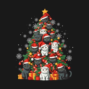 Merry Catmas Cute Christmas Tree Cats T-Shirt