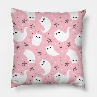 Ghost cats Halloween pattern Pillow