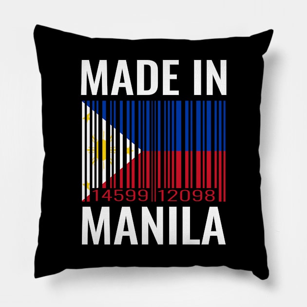 Made In Manila Barcode Flag of the Philippines Pillow by Light Beacon