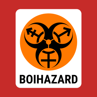 "BOI HAZARD" - Label Style - Safety Orange T-Shirt