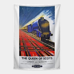 Vintage British Railways Queen of Scots Poster Tapestry