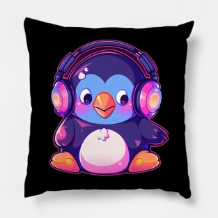 Cute Penguin with headphones Pillow