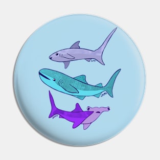 Watercolor Sharks Pin