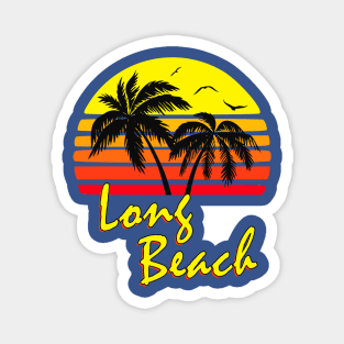 Long Beach Retro Sunset Magnet