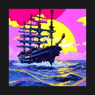 artistic pink pirate ship T-Shirt