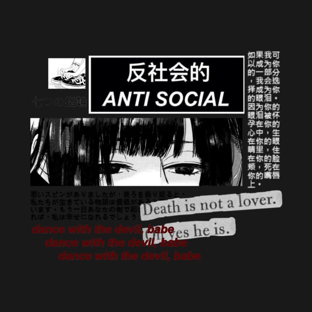 Hiphop culture manga Japanese anti social lonely design by Maroua