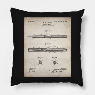 Fountain Pen Patent - Writer Editor Home Office Decor Art - Antique Pillow