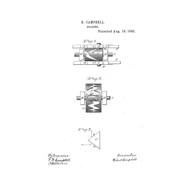 Gearing Vintage Patent Hand Drawing by TheYoungDesigns