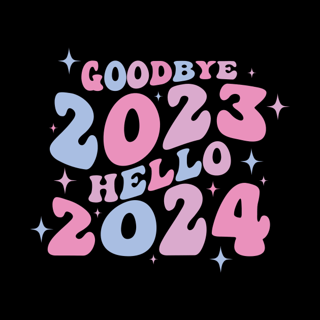 Goodbye 2023 hello 2024 wavy pastel by Fun Planet