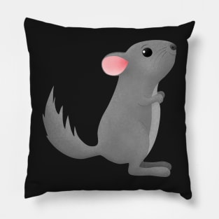 Cute happy grey chinchilla cartoon illustration Pillow