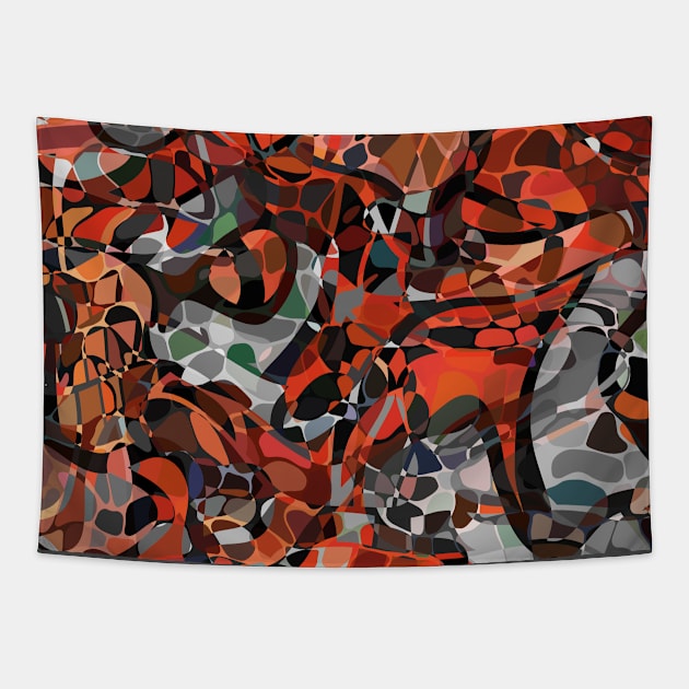 Rich Red, Black and Grey Abstract Pattern Tapestry by TMHirstArts