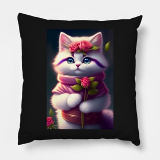 Adorable Cat Illustration- Modern Digital Art Pillow