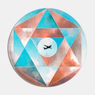 Geometric collage of airplane with cloudy sky oil painting Pin