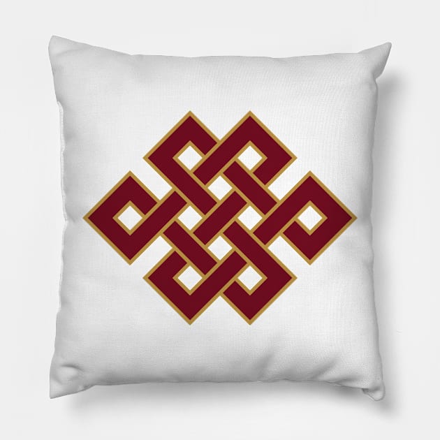 Endless Knot Tibetan Buddhist Auspicious Symbol Pillow by TammyWinandArt