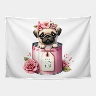 Valentine Pug Dog For You Tapestry