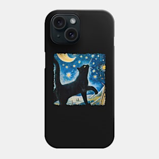 Starry Night Black Cat Van Cogh Phone Case