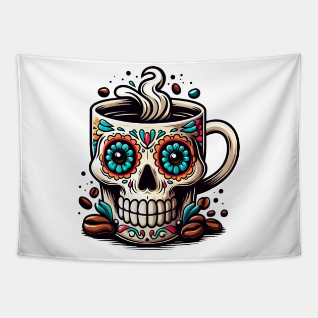 Skull Coffee Tapestry by ryanapples