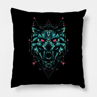 The Green Wolf sacred geometry Pillow