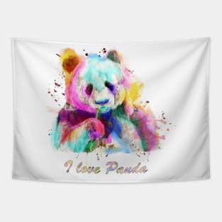 panda Watercolor rainbow portrait Tapestry