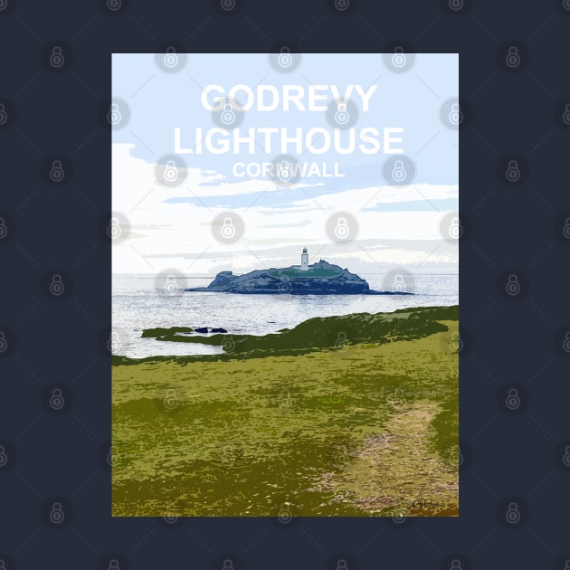 Godrevy Lighthouse Cornwall. Cornish gift. Gwithian. Travel poster by BarbaraGlebska