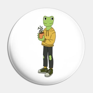 Frog boy holding a plant Pin