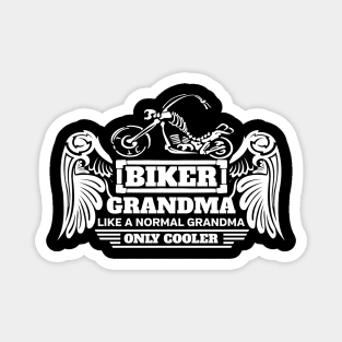 Biker Grandma White Skeleton Motorcycle Magnet