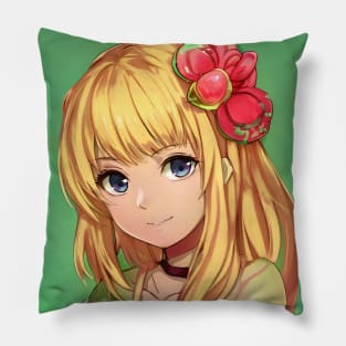 Blonde hair cute anime girl face Pillow