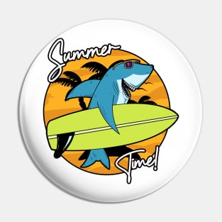 Summer Time! - Surfer Shark - Not Hamlet Design Pin