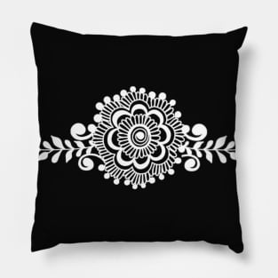 White Henna Tattoo - White Mehendi Motifs Pillow