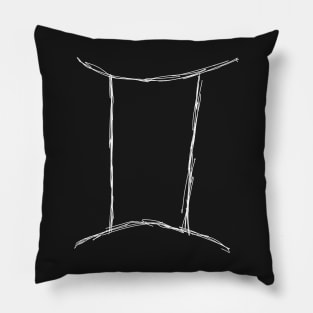 Dark and Gritty Gemini Zodiac Sign (white) Pillow