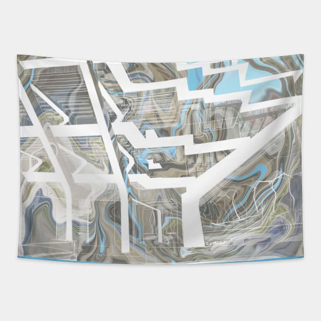geisel library art architecture vector glitch collage Tapestry by jorge_lebeau