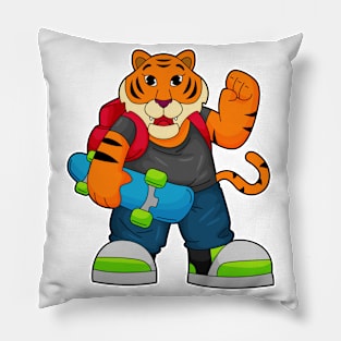 Tiger as Skater with Skateboard Pillow