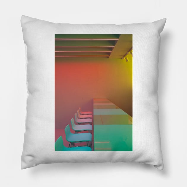 Colorful Cocktails: A Vibrant Photo of a Bar Scene Pillow by aestheticand