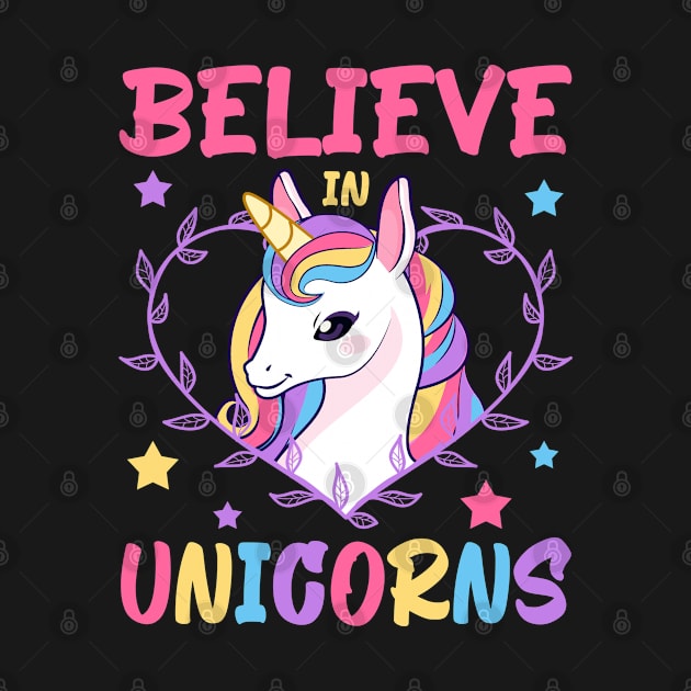Believe In Unicorns, Cute Unicorn Design by AS Shirts