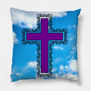 Purple Christian Cross In The sky Pillow