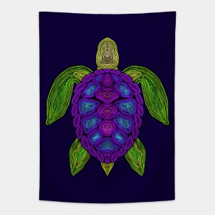 Neon Sea Turtle Tapestry