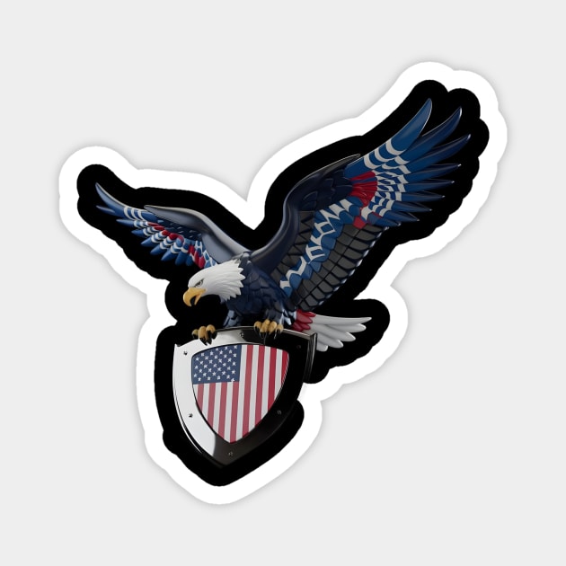 Three-Dimensional Emblem Featuring an Eagle with Outstretched Wings Perched Atop a Shield Magnet by animegirlnft