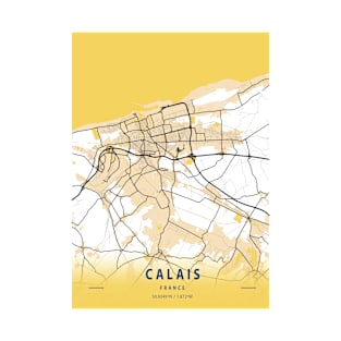 Calais - France Yellow City Map T-Shirt