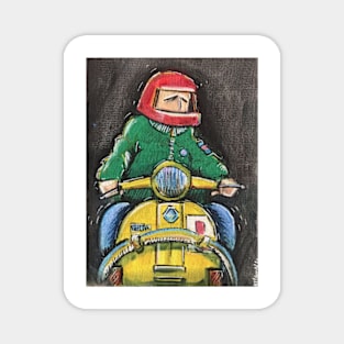 Retro Scooter, Classic Scooter, Scooterist, Scootering, Scooter Rider, Mod Art Magnet