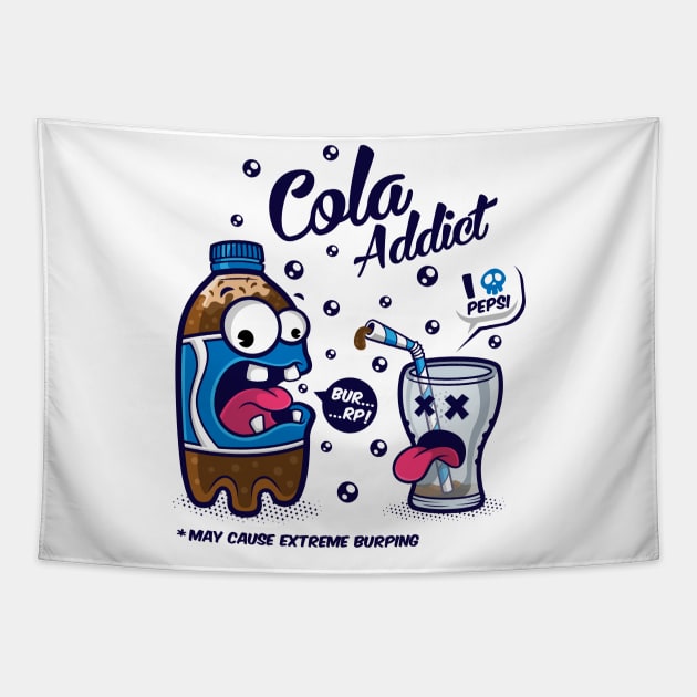 Blue Cola Addict Tapestry by Squinked