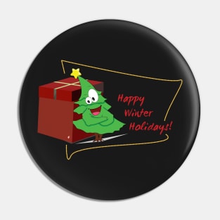 Happy Winter Holidays Greetings Pin