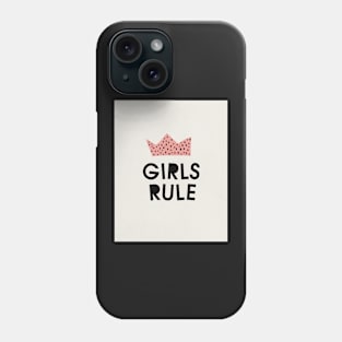 Girls rule, Abstract, Mid century modern kids wall art, Nursery room Phone Case