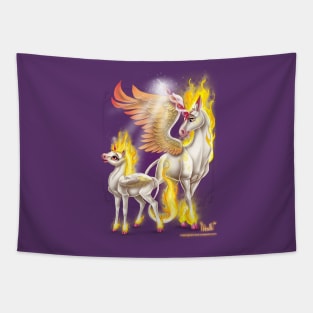 Fire Unicorn Mare and Foal Tapestry