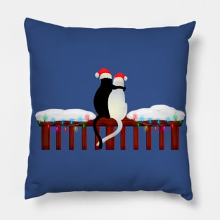 Merry Christmas Couple Cats Pillow